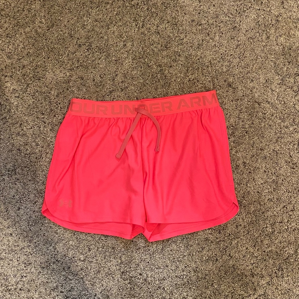 Under Armor athletic shorts, hot pink, size youth large